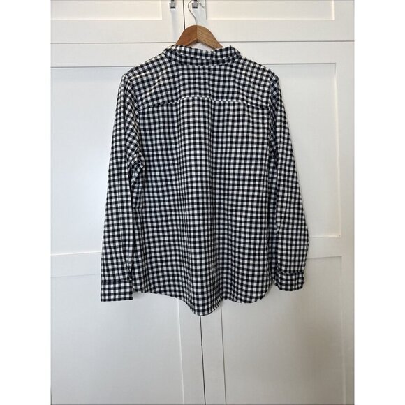 Old Navy Women’s Gingham Plaid Button Down Shirt XL Black White - Picture 15 of 16